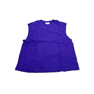 Cotton Citizen Womens Cotton Tank Top Round Neck Cropped Pullover‎ Purple Size S